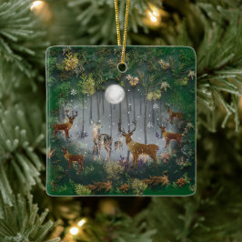 Schattige rendieren 's nachts keramisch ornament