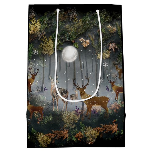 Schattige rendieren 's nachts medium cadeauzakje (Achterkant)