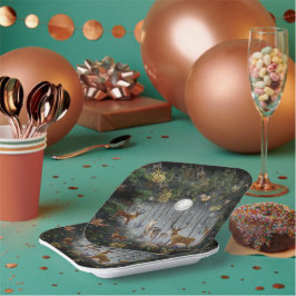 Schattige rendieren 's nachts papieren bordje