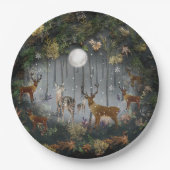 Schattige rendieren 's nachts papieren bordje (Voorkant)