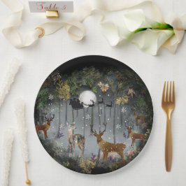 Schattige rendieren 's nachts papieren bordje