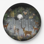 Schattige rendieren 's nachts papieren bordje (Voorkant)