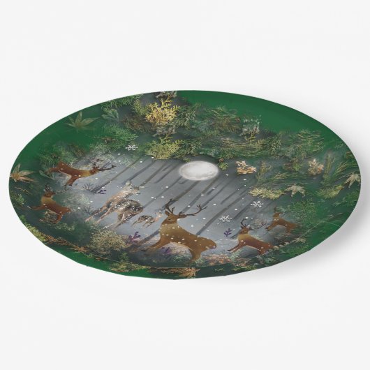 Schattige rendieren 's nachts papieren bordje (Gekanteld)