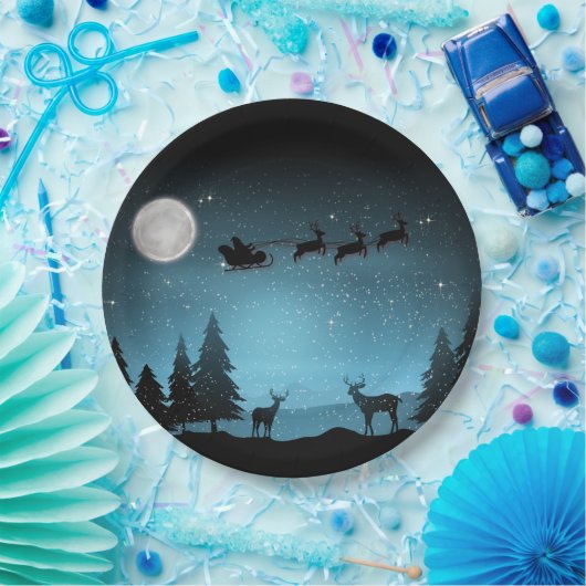 Schattige rendieren 's nachts papieren bordje (Feest)