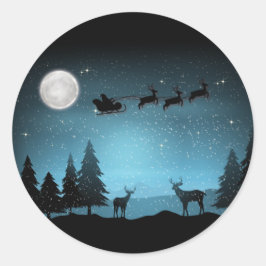 Schattige rendieren 's nachts ronde sticker