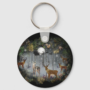 Schattige rendieren 's nachts sleutelhanger