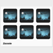 Schattige rendieren 's nachts vierkante sticker (Vel)
