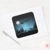 Schattige rendieren 's nachts vierkante sticker (Envelop)