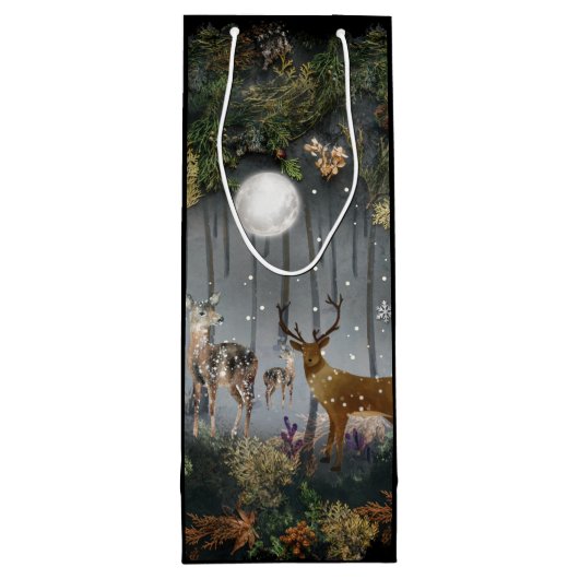 Schattige rendieren 's nachts wijn cadeautas (Achterkant)