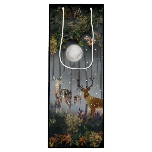 Schattige rendieren 's nachts wijn cadeautas (Voorkant)