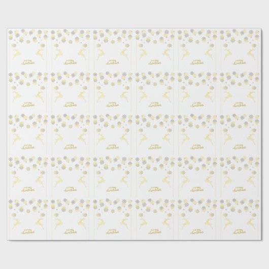 Schattige rendieren Snowflakes Merry Kerstmis Cadeaupapier (Vlak)