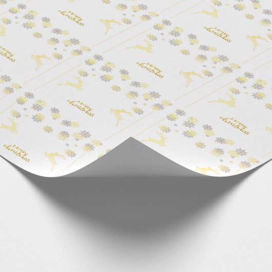 Schattige rendieren Snowflakes Merry Kerstmis Cadeaupapier (Hoek)