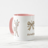 Schattige rendieren & striktekening Kerstnaam Mok (Voorkant links)