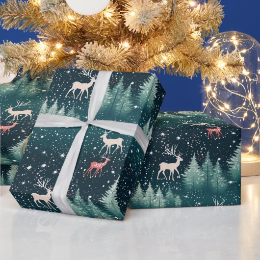 Schattige rendieren traditioneel kerstcadeau verpa cadeaupapier (Feestdagen)