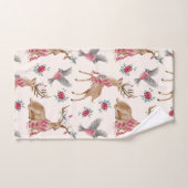 Schattige rendieren, vogels, bloemen bad handdoek (Handdoek)