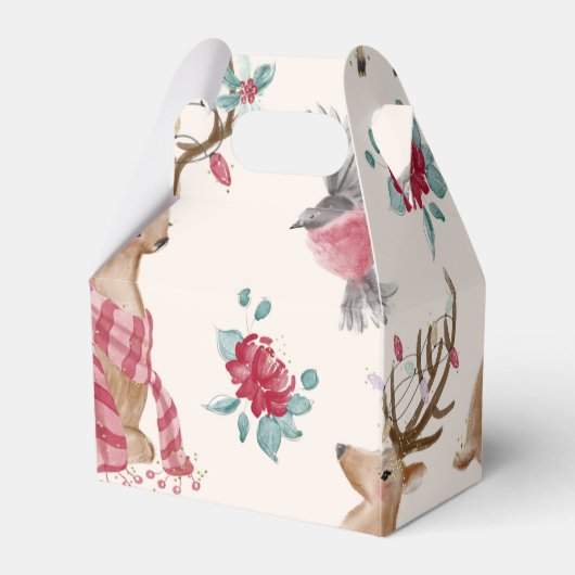 Schattige rendieren, vogels, bloemen bedankdoosjes (Achterkant)