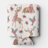 Schattige rendieren, vogels, bloemen blikjeskoeler (Achterkant)