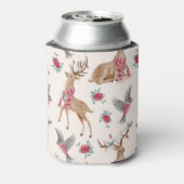 Schattige rendieren, vogels, bloemen blikjeskoeler (Blikje Achterkant)