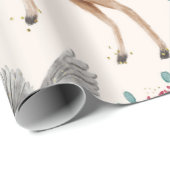 Schattige rendieren, vogels, bloemen cadeaupapier (Rol Hoek)