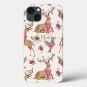 Schattige rendieren, vogels, bloemen Case-Mate iPhone case (Achterkant)