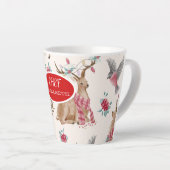 Schattige rendieren, vogels, bloemen latte mok (Rechterhoek)