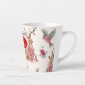 Schattige rendieren, vogels, bloemen latte mok (Rechts)