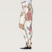 Schattige rendieren, vogels, bloemen leggings (Links)