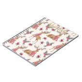 Schattige rendieren, vogels, bloemen. notitieboek (Linkerzijde)
