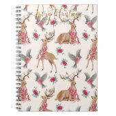 Schattige rendieren, vogels, bloemen. notitieboek (Voorkant)