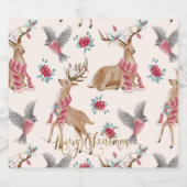 Schattige rendieren, vogels, bloemen sparkling wijnetiket (Enkel label)