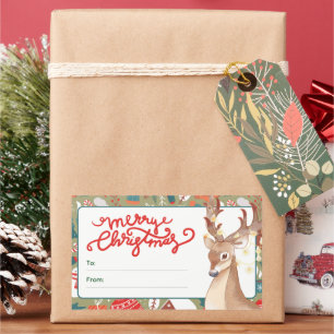 Schattige rendieren vrolijk kerstlichten  rechthoekige sticker