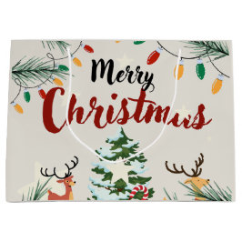 Schattige rendieren Vrolijke kerstbomen Natuur Groot Cadeauzakje