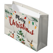 Schattige rendieren Vrolijke kerstbomen Natuur Groot Cadeauzakje (Voorkant Gekanteld)