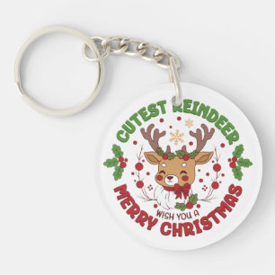 Schattige rendieren wensen je een vrolijk kerstfee sleutelhanger