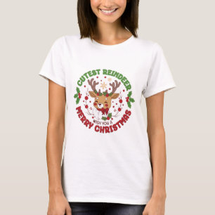 Schattige rendieren wensen je een vrolijk kerstfee t-shirt