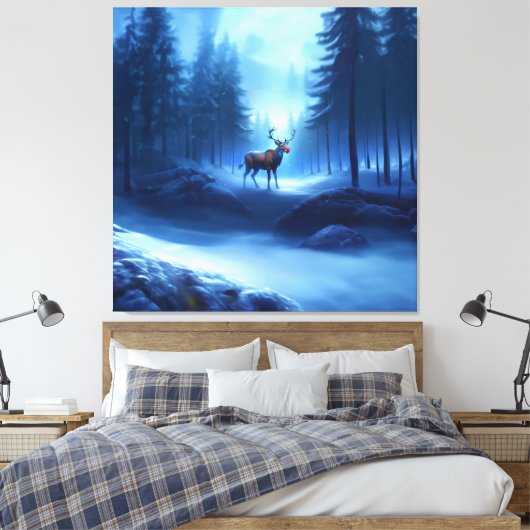 Schattige Rendieren Winter Wonderland Vakantie Canvas Afdruk (Insitu (Slaapkamer))