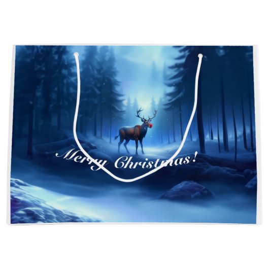 Schattige Rendieren Winter Wonderland Vakantie Groot Cadeauzakje (Voorkant)