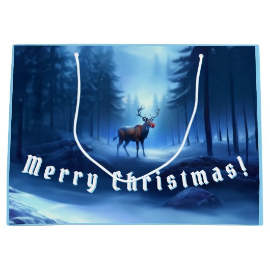 Schattige Rendieren Winter Wonderland Vakantie Groot Cadeauzakje (Voorkant)