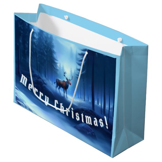 Schattige Rendieren Winter Wonderland Vakantie Groot Cadeauzakje (Voorkant Gekanteld)