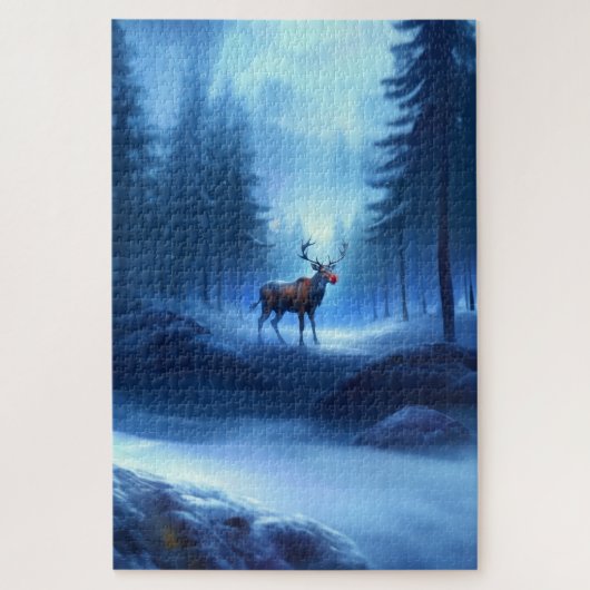 Schattige Rendieren Winter Wonderland Vakantie Legpuzzel (Verticaal)