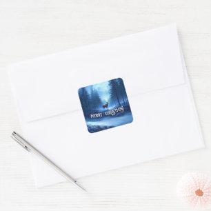 Schattige Rendieren Winter Wonderland Vakantie Vierkante Sticker