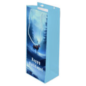 Schattige Rendieren Winter Wonderland Vakantie Wijn Cadeautas (Voorkant Gekanteld)