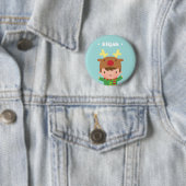 Schattige Rendierjongen Kinderen Kerstvullers Ronde Button 5,7 Cm (In situ)