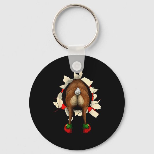Schattige Rendierkont Doorbraak Kerstmis Sleutelhanger (Voorkant)