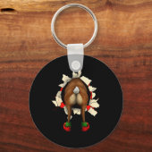 Schattige Rendierkont Doorbraak Kerstmis Sleutelhanger (Voorkant)