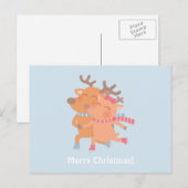 Schattige rendierpaar op Schaatsen Kerst Briefkaar Feestdagenkaart (Voorkant / Achterkant)