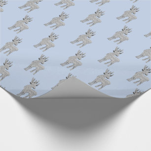 Schattige rendierpatroon Modern Blue Christmas Cadeaupapier