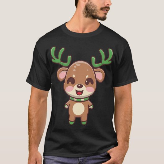 Schattige rendierpersoneel met kerstmis t-shirt (Voorkant)