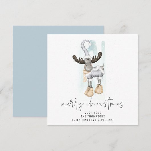 Schattige rendierscript Vrolijke kerst Kaart Notitiekaartje (Voorkant / Achterkant)