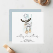 Schattige rendierscript Vrolijke kerst Kaart Notitiekaartje (Voorkant / Achterkant in situ)